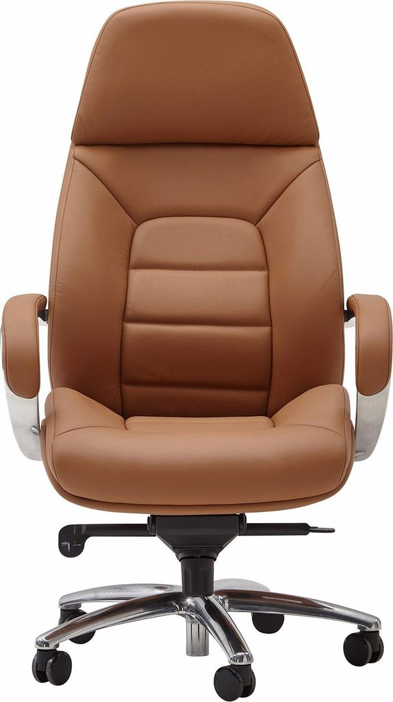 AMSTYLE Designer Bürostuhl Bezug Echtleder Caramel Produktbild 