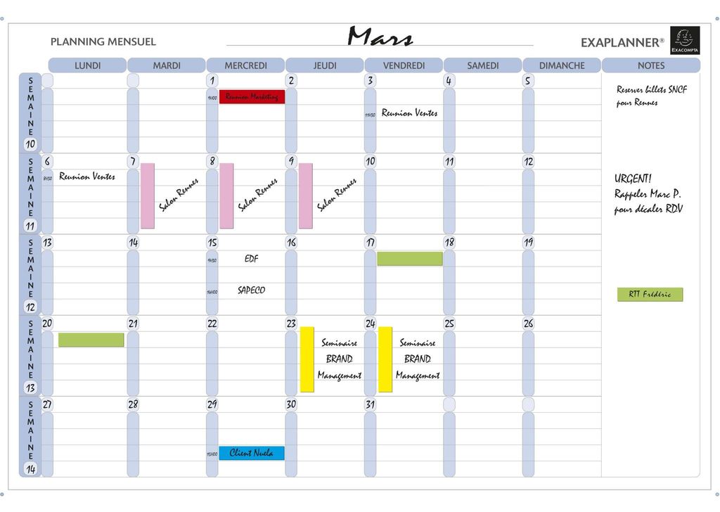 Exacompta Planning magnétique mensuel textes en français Image du produit 