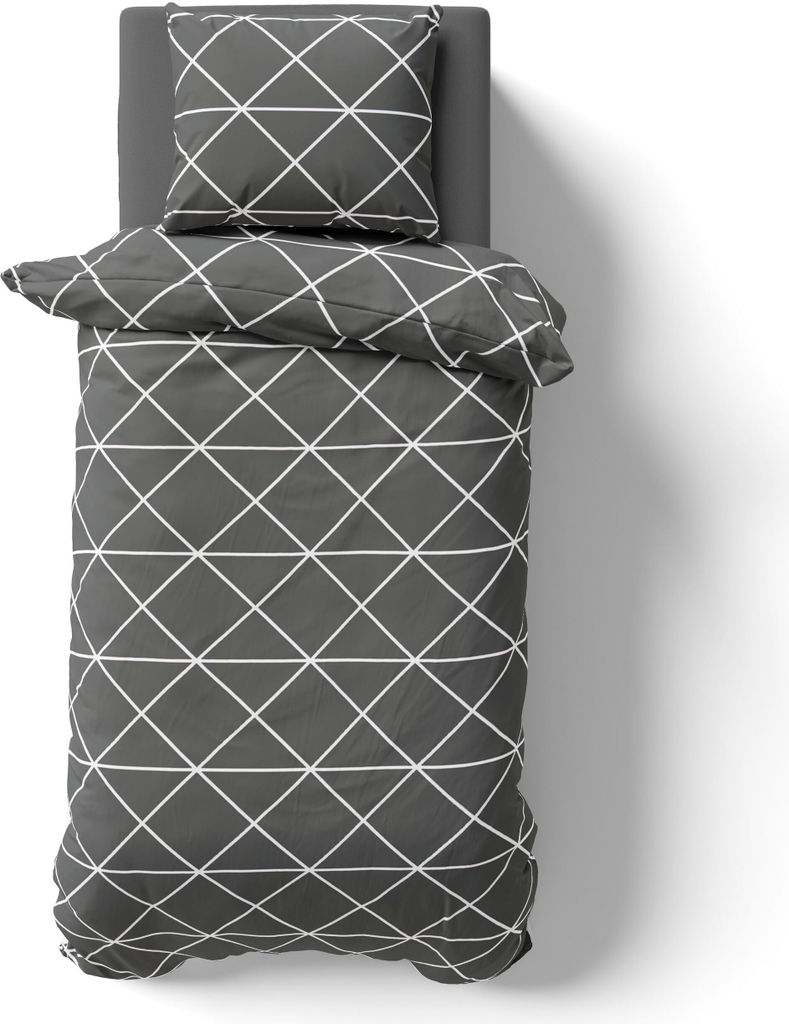2-tlg Renforcé Design Bettwäsche 135x200 + 80x80 cm Kopfkissen Garnitur 100% Baumwolle Mit Reißverschluss Geometrisch Triangle