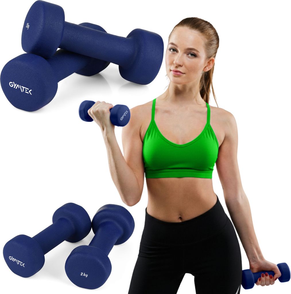 Gymtek Kurzhantel Set - 2x 2kg Hanteln - Hantel Set für Krafttraining, Fitness, Workout - Gymnastikhanteln, Hanteln für Home Gym