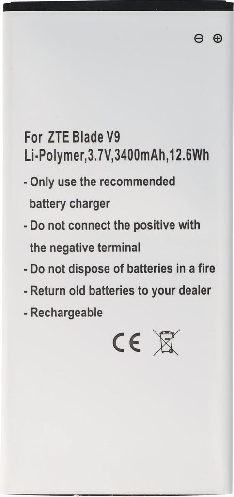 Akku passend für ZTE Blade V9, Li-Polymer, 3,7V, 3400mAh, 12,6Wh