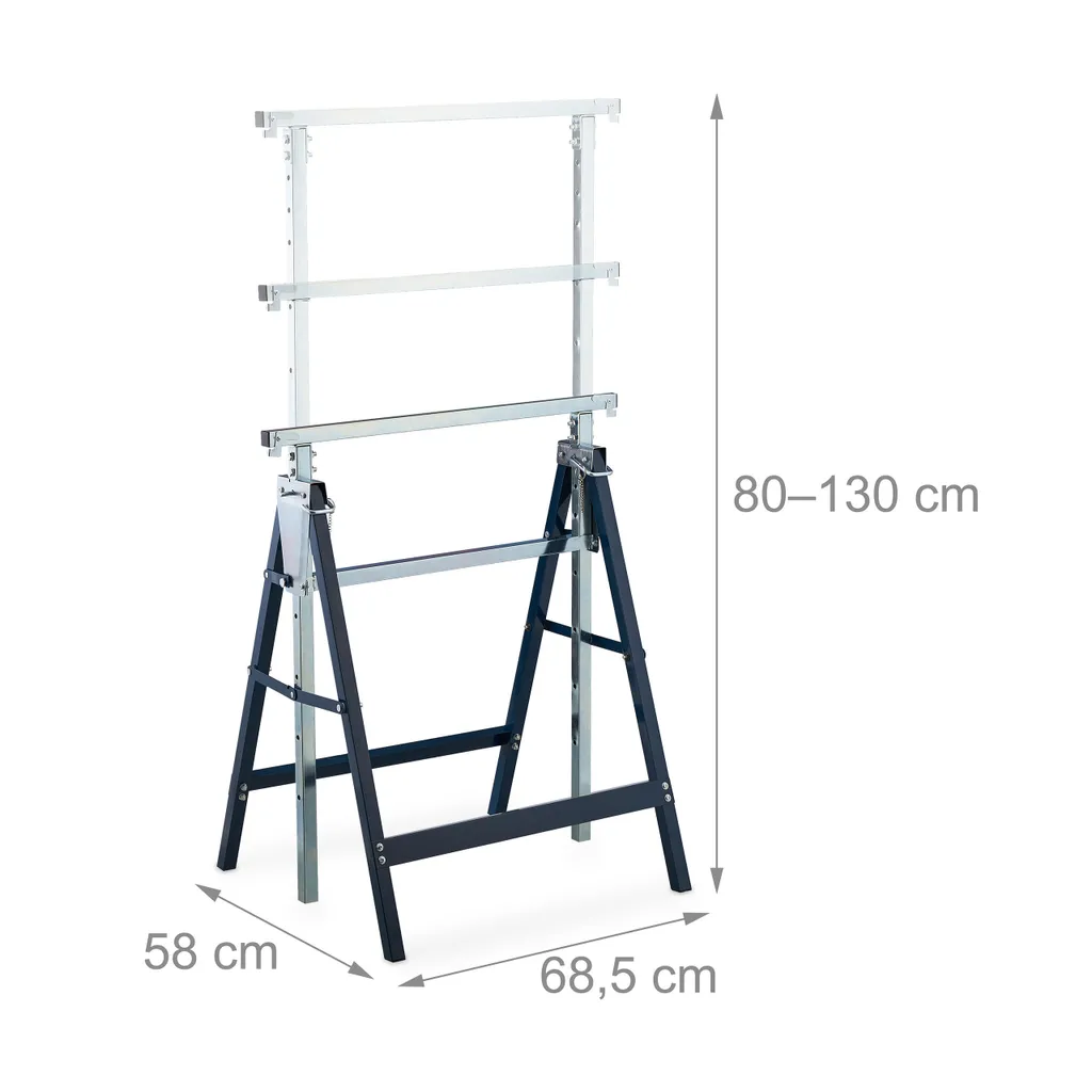 Tréteau d'Échafaudage à Hauteur Variable en Acier Robuste - Lot de 2 - 4