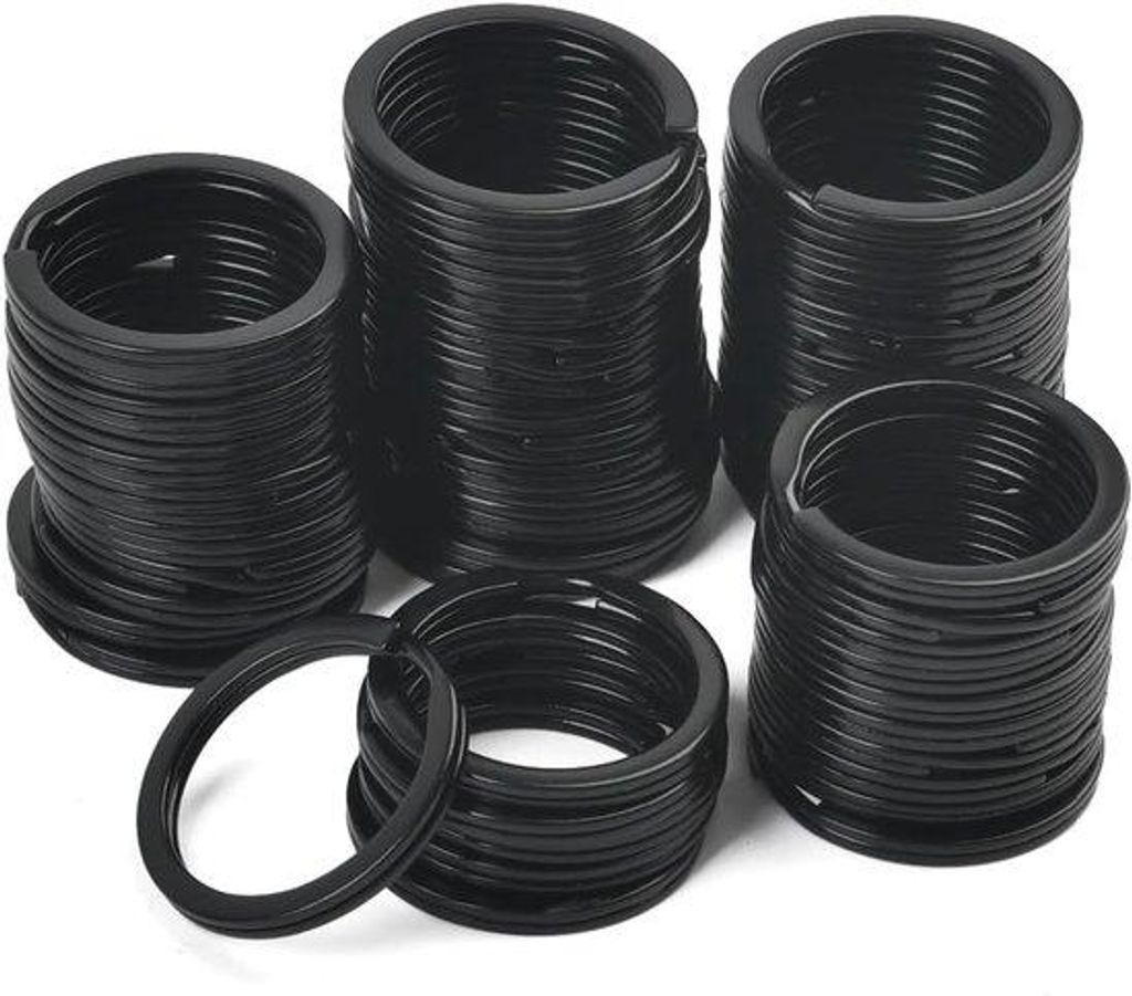 Schwarze metallenen Flachschlüsselringe - Set aus 50 - 25 mm