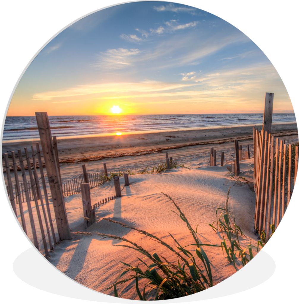 MuchoWow Rundes Wandbild - Runde Bilder Strand - Meer - Düne - Sonnenuntergang - Landschaft Ø 30 cm Kreis Wanddekoration Kunststoff - Wandkreis...