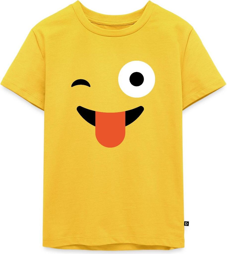 Spreadshirt Emoticon Zwinkern Kostüm Karneval Gruppenkostüm Kinder Premium T-Shirt, 98/104 (2 Jahre), Sonnengelb