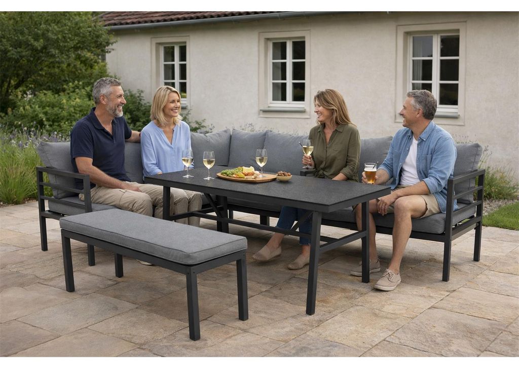 Gartenlounge Set San Menaio, Aluminium, grau, 8 Personen