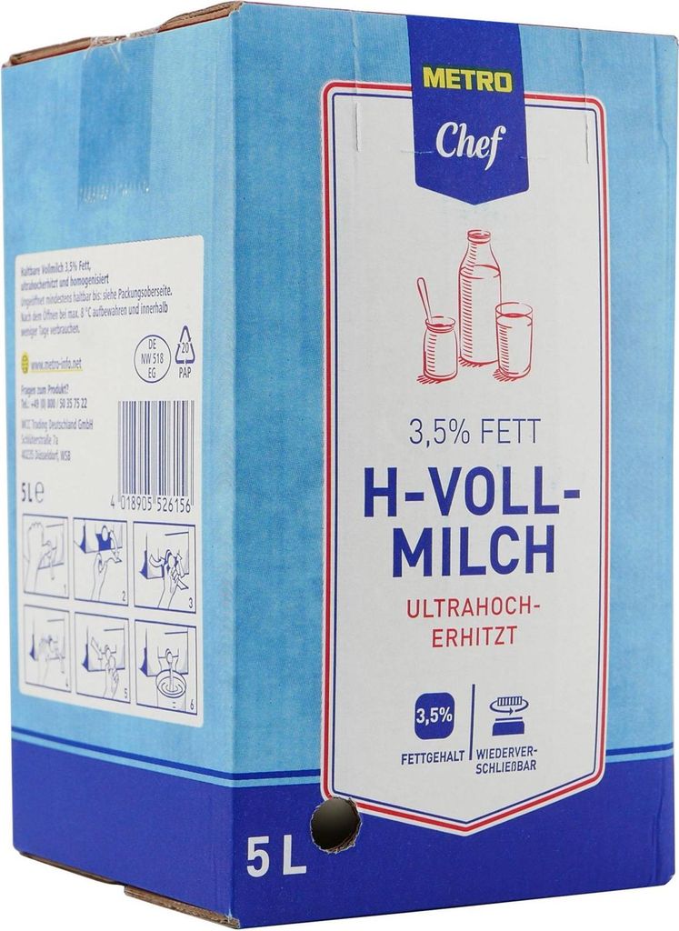 M.C. Haltbare Vollmilch 3,5% Fett BIB 5L