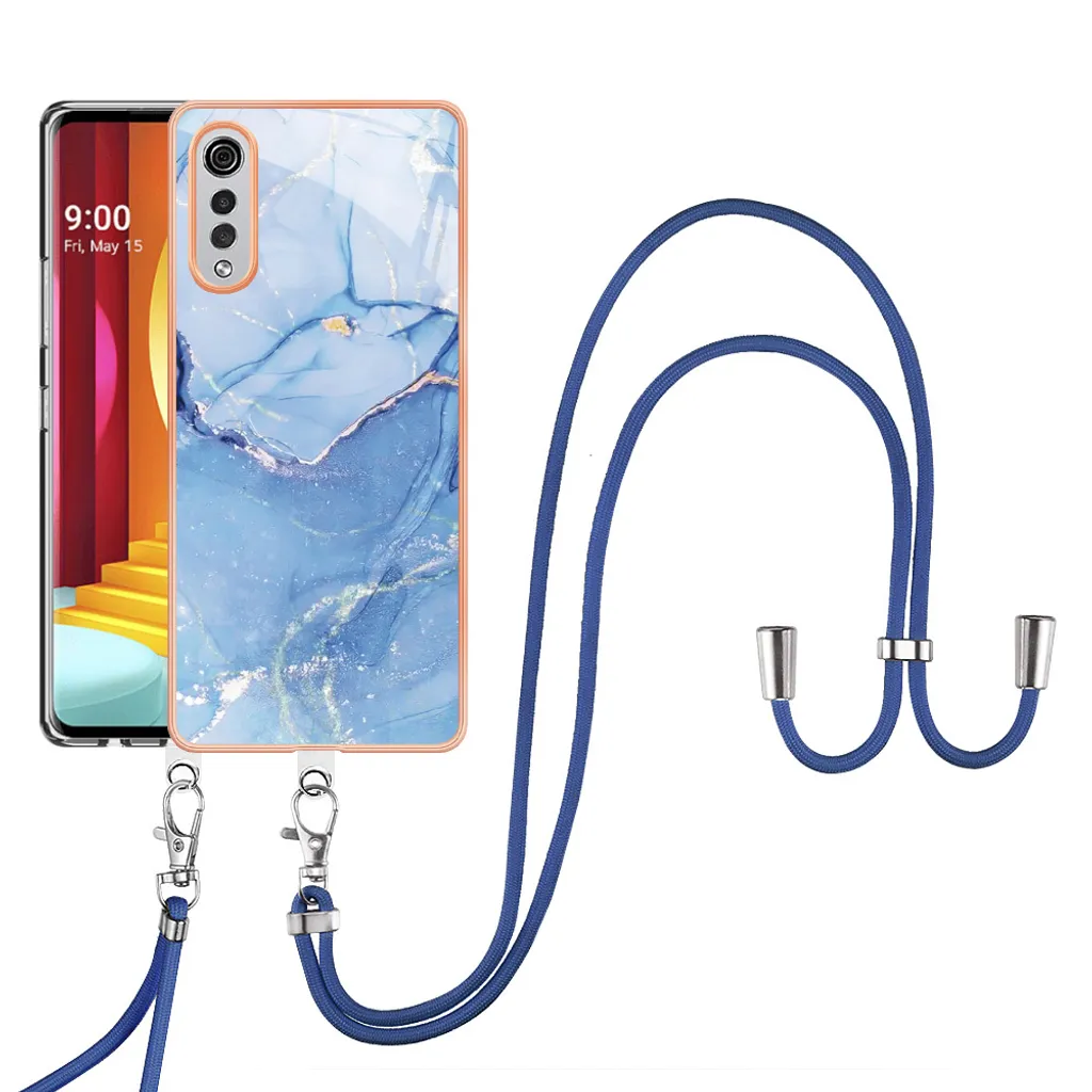 Cover LG Velvet con Laccetto Blu: Accessorio Glamour in TPU Soft