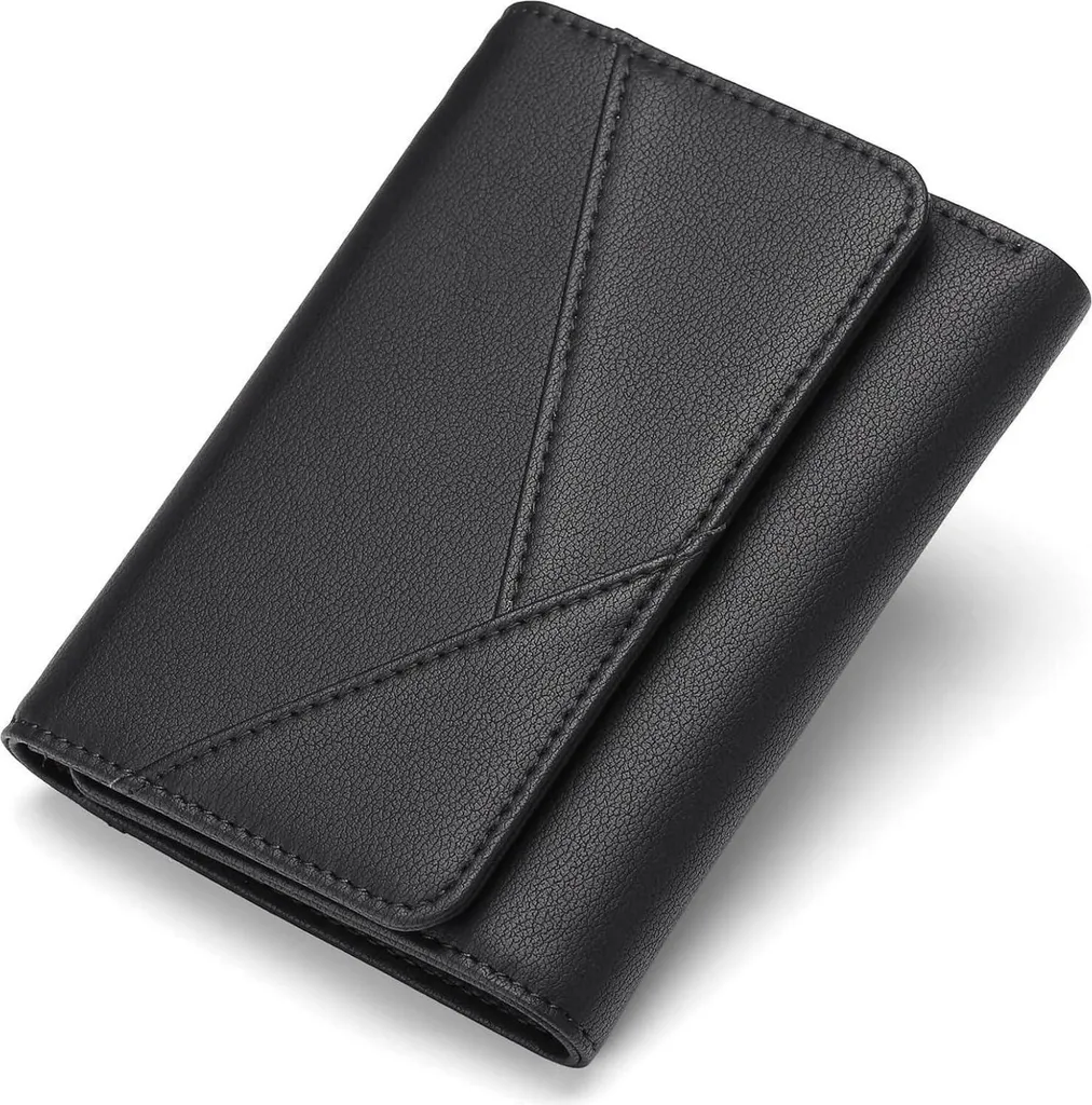 Porte-monnaie cuir protection RFID 15 fentes cartes pour femme Noir