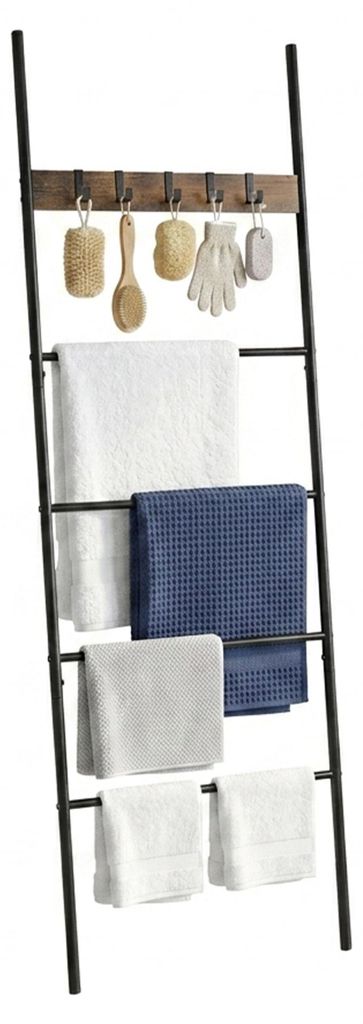 Ručníkový žebřík Relaxdays, 4 patra, 5 háčků, rozměry Obrázek produktu 