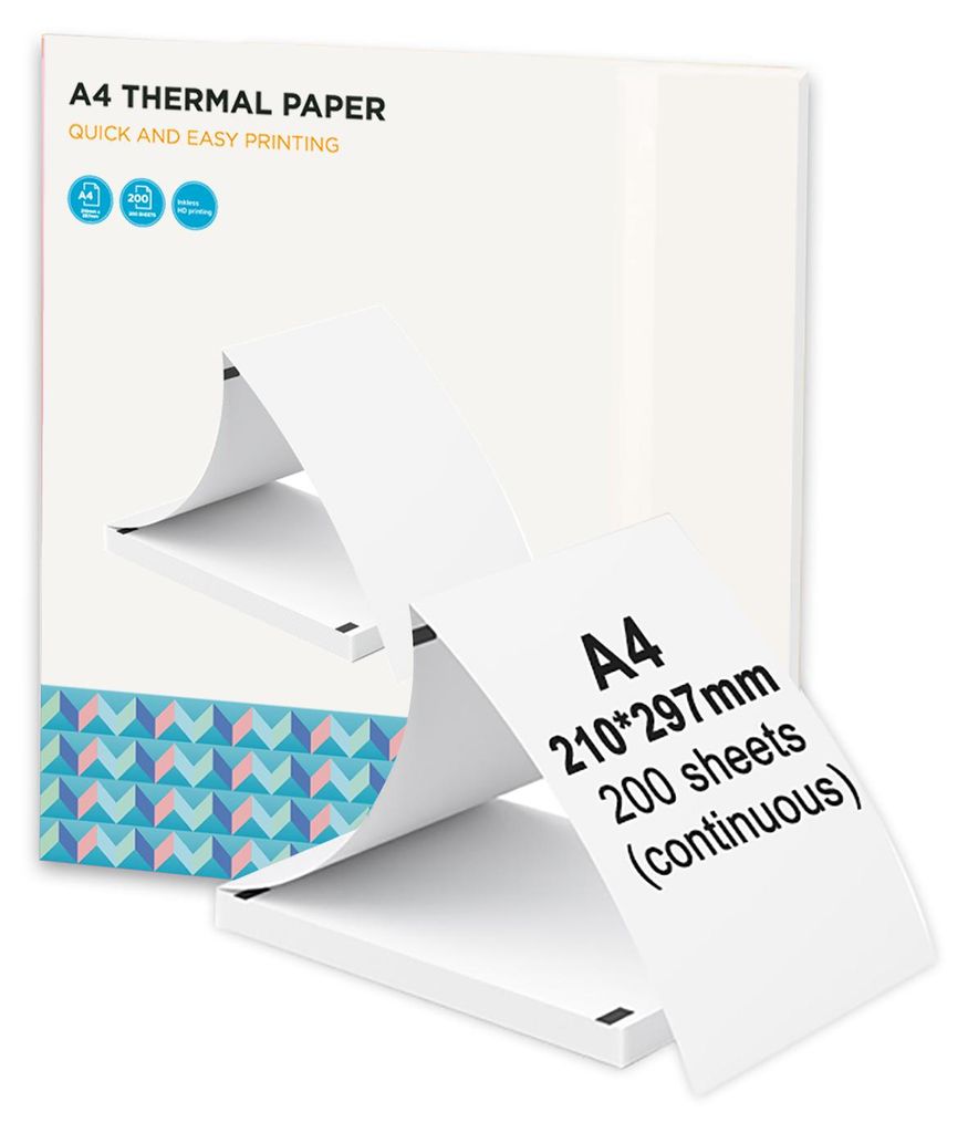 Papier termiczny formatu A4, 200 arkuszy, do druku ciągłego Zdjęcie produktu 