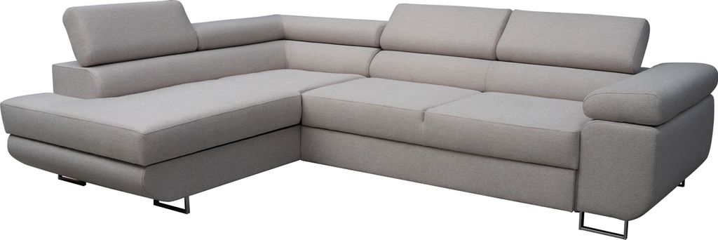 Großes elegantes Ecksofa, moderner Stil, Komfort, Schlaffunktion, Stauraum für Bettzeug, verstellbare Kopfstützen, Ecksofa in L-Form, Ottomane l...