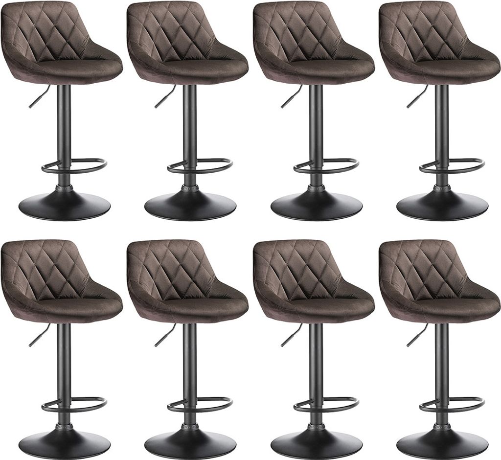 8er-Set Barhocker Barstuhl Tresenhocker höhenverstellbar Hocker Flanellhocker - Braun