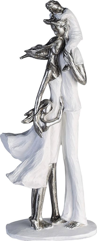 Casablanca by Gilde Dekofigur Skulptur Familienglück weiss, silber H. 37 cm,79891