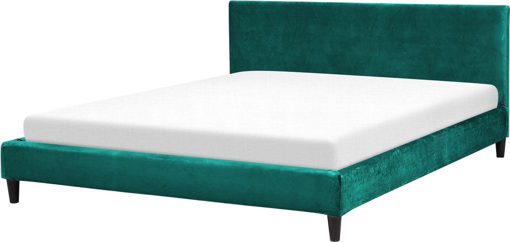 BELIANI Polsterbett Samtstoff Grün 180 x 200 cm Mit Lattenrost Hohe Kopfteil Elegant Klassisch
