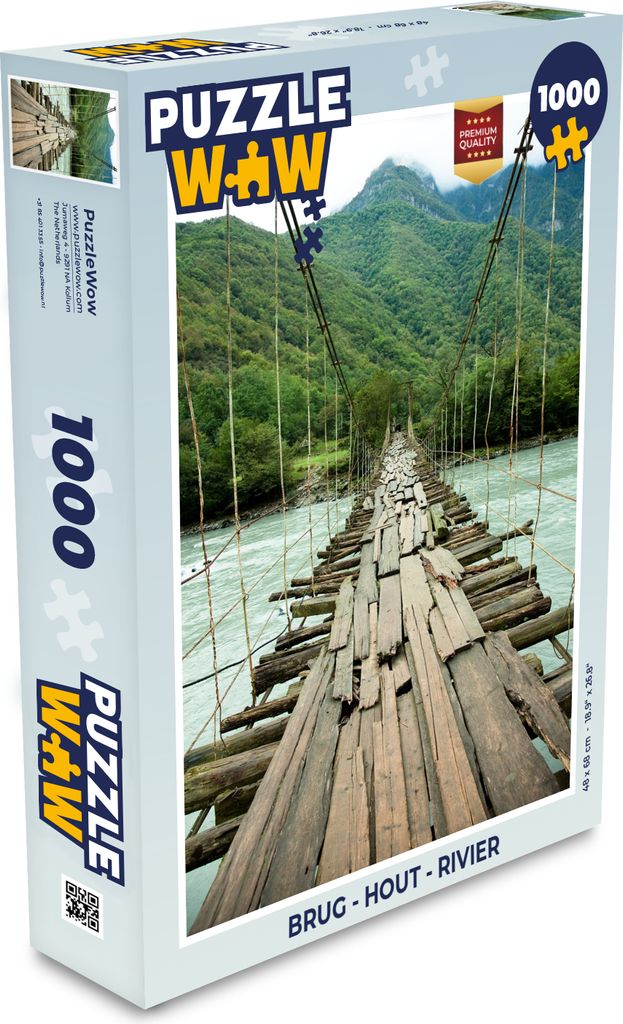 MuchoWow Puzzle 1000 Teile Brücke - Holz - Fluss - Spielzeug - Alt und Jung - Spiele - Puzzeln