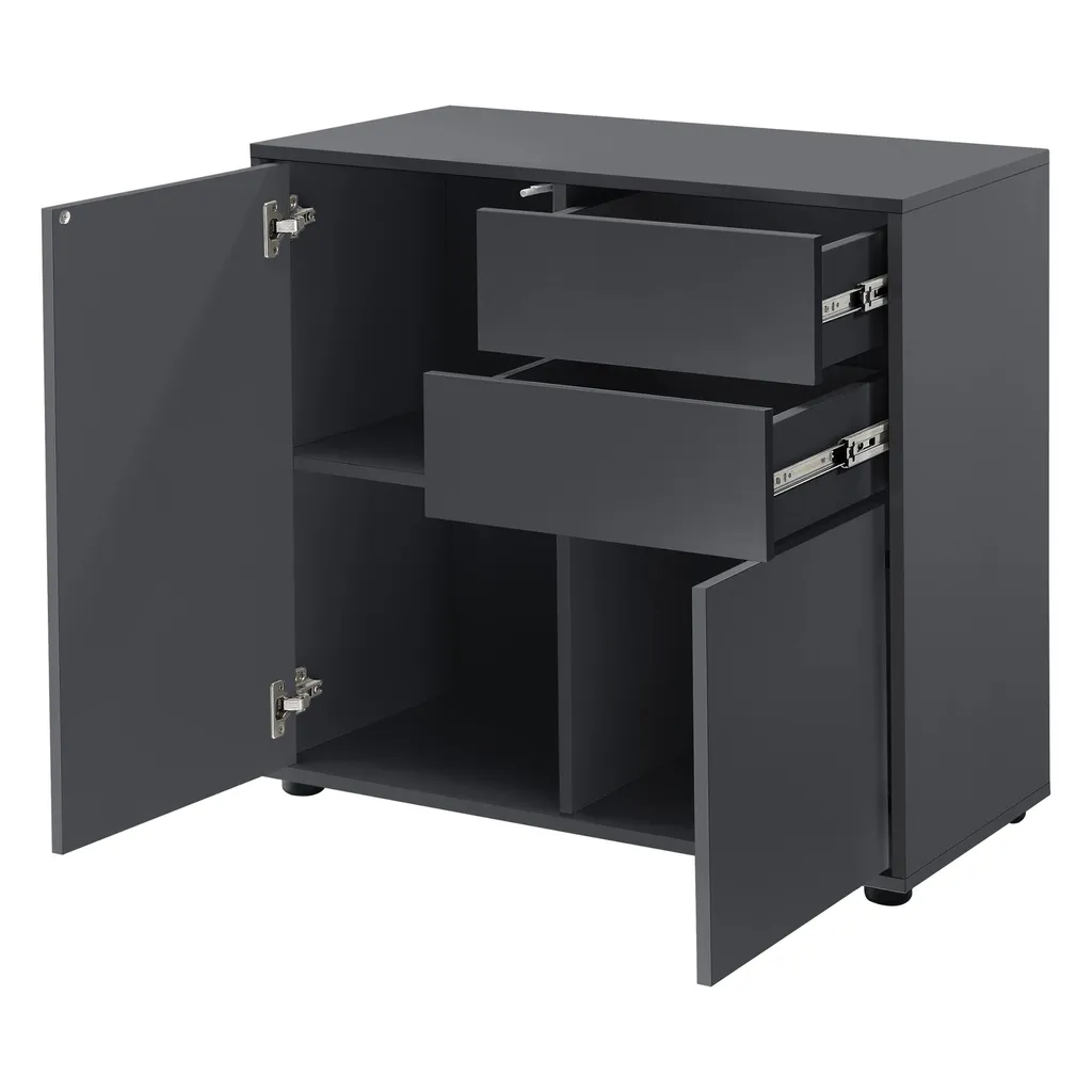 Meuble de rangement Commode Walter 74x79 cm en gris anthracite mat chic - 3