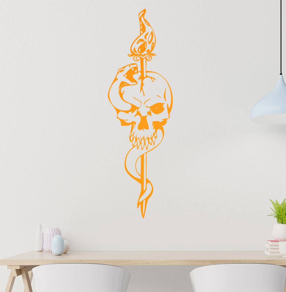 Schlange und Schädel Wandtattoo in 6 Größen - Wandaufkleber Wall Sticker - Dekoration, Küche, Wohnzimmer, Schlafzimmer, Badezimmer