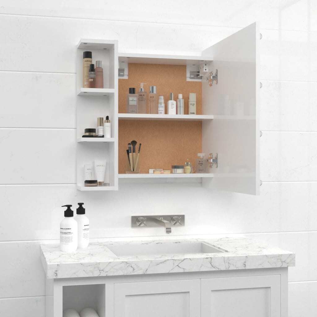 vidaXL Spiegelschrank mit LED Hochglanz-Weiß 70x16,5x60 cm Produktbild 3