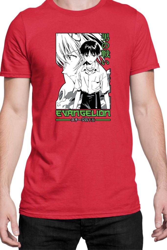 Herren T-Shirt Manga Japan Anime Comics Animation Neon Anime Genesis Manga Evangelion Ikari 40, Man 3XL / Rot