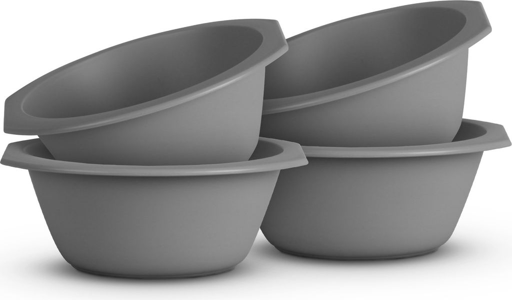 4er Pack Kunststoff Schüssel Plastikschüssel - BPA Frei - Spülmaschinenfest - ( Ø15,5cm / Grau ) Bruchfester PP - Müslischüssel Kinder Pasta ...