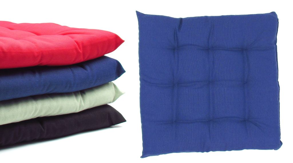 6er Set Blaue Sitzkissen Stuhlauflagen 9-Punktesteppung mit Befestigungsbänder für Innen und Außen 40x40x5cm