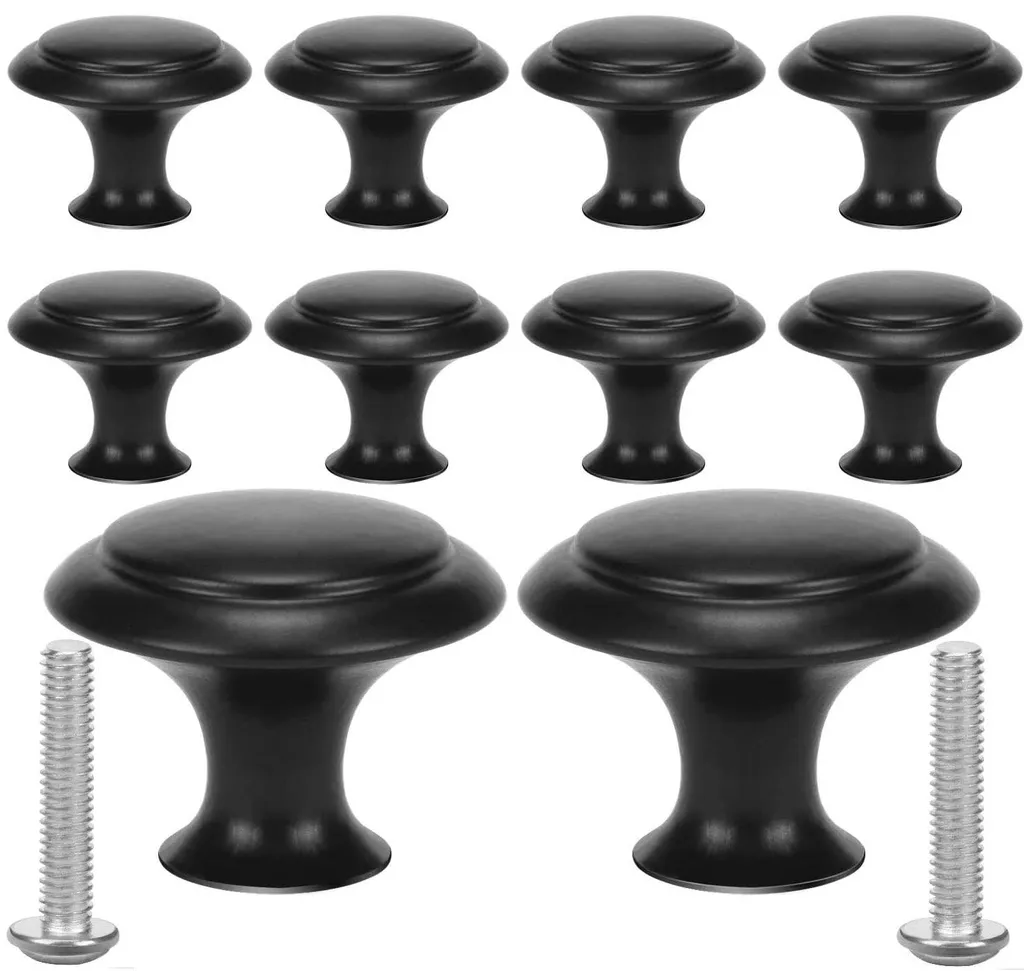Boutons pour Armoires et Placards Noirs Lot de 10 avec Finition Durable
