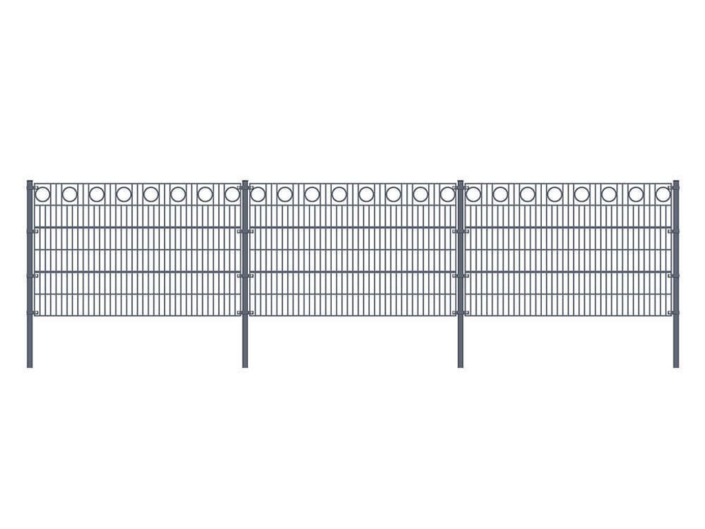 Doppelstabmattenzaun MORATA Kreis Höhe: 160 cm / Länge: 30 m 3x Eckpfosten I Gartenzaun, Mattenzaun
