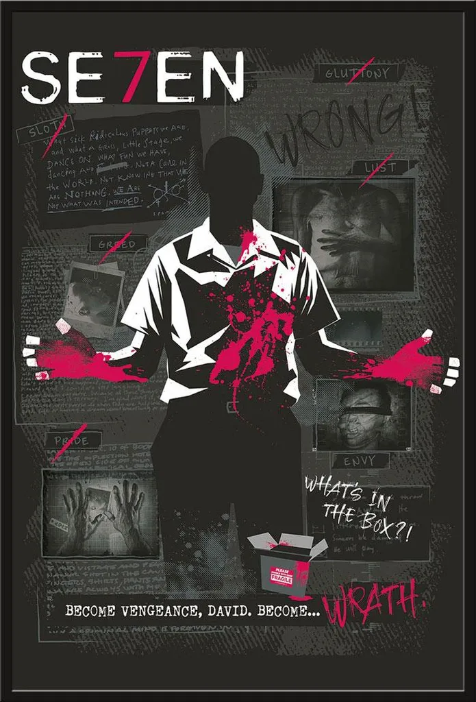 Affiche de Film Se7en Encadrée sous Vitre Acrylique 100 ans Warner Bros