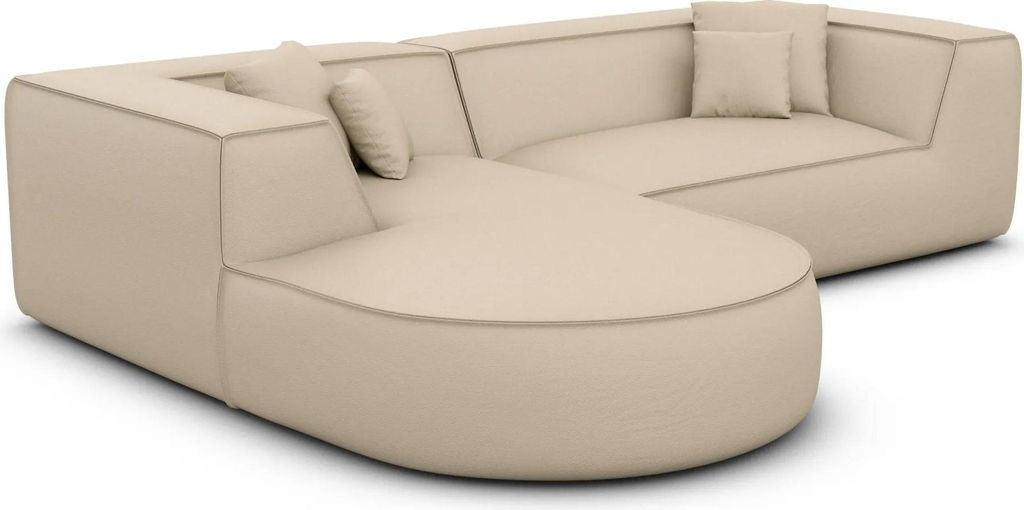 Echtleder L-Form Sofa Liberia Beige Links