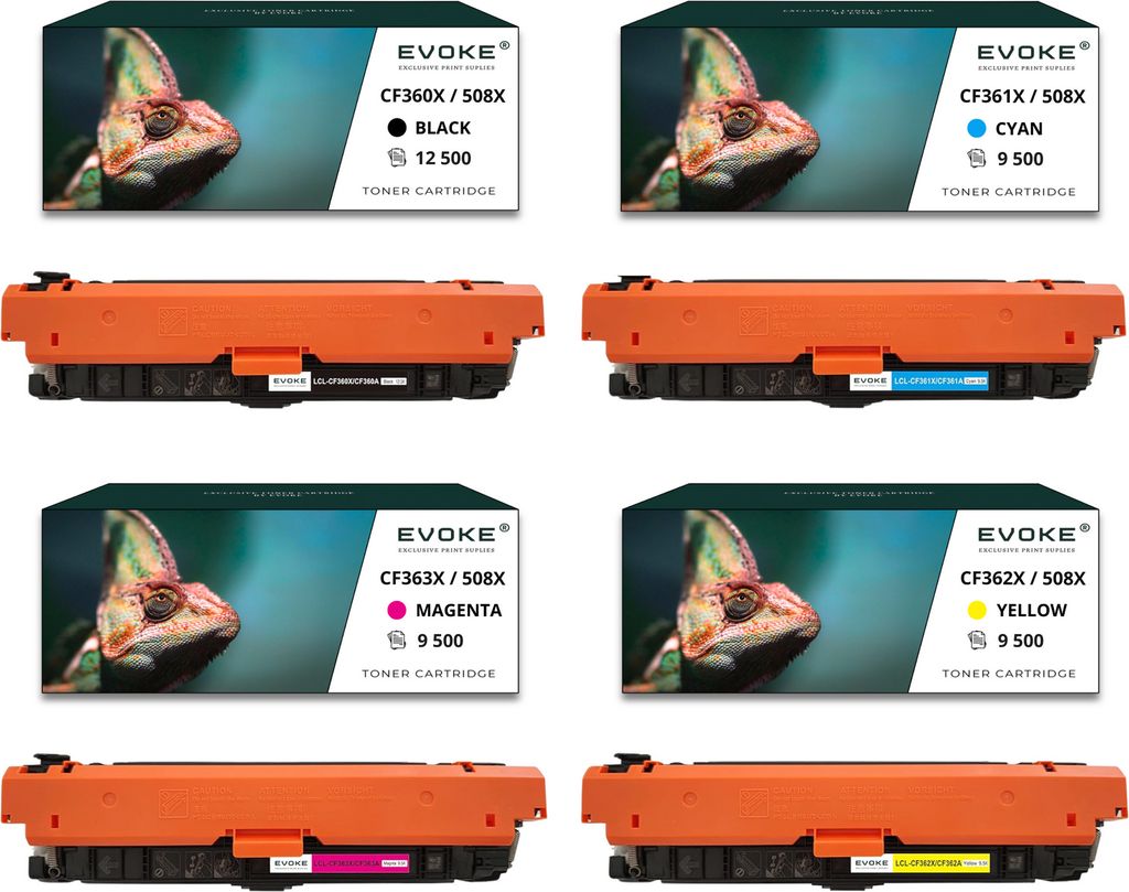 4x Toner für HP CF360X-508XB CF360X CMYK = Schwarz + Blau + Rot + Gelb | Ersatz für M552dn M553 M553dn M553n M577dn M577f M553dnm