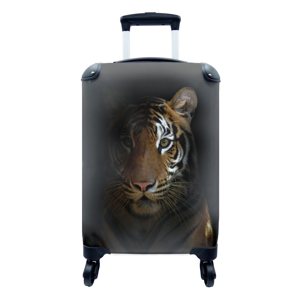 MuchoWow Koffer Handgepäck Trolley Rollkoffer Kleine Reisekoffer mit 4 Rollen - Tiger - Tiere - Porträt - Cabin Size < 55x40x23 cm & 55x40x20 c...