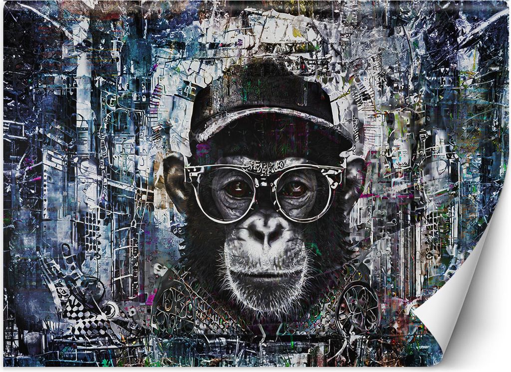 Vlies fototapete Schimpanse Affe Abstraktion 150x105 cm Feeby Grau inkl. Kleber einfache Montage