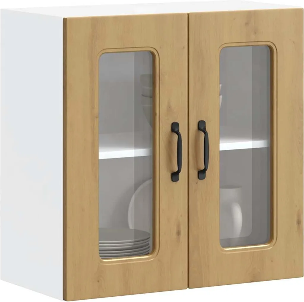 Meuble Haut de Cuisine Vitré Kalmar vidaXL en Chêne Artisan 60 cm