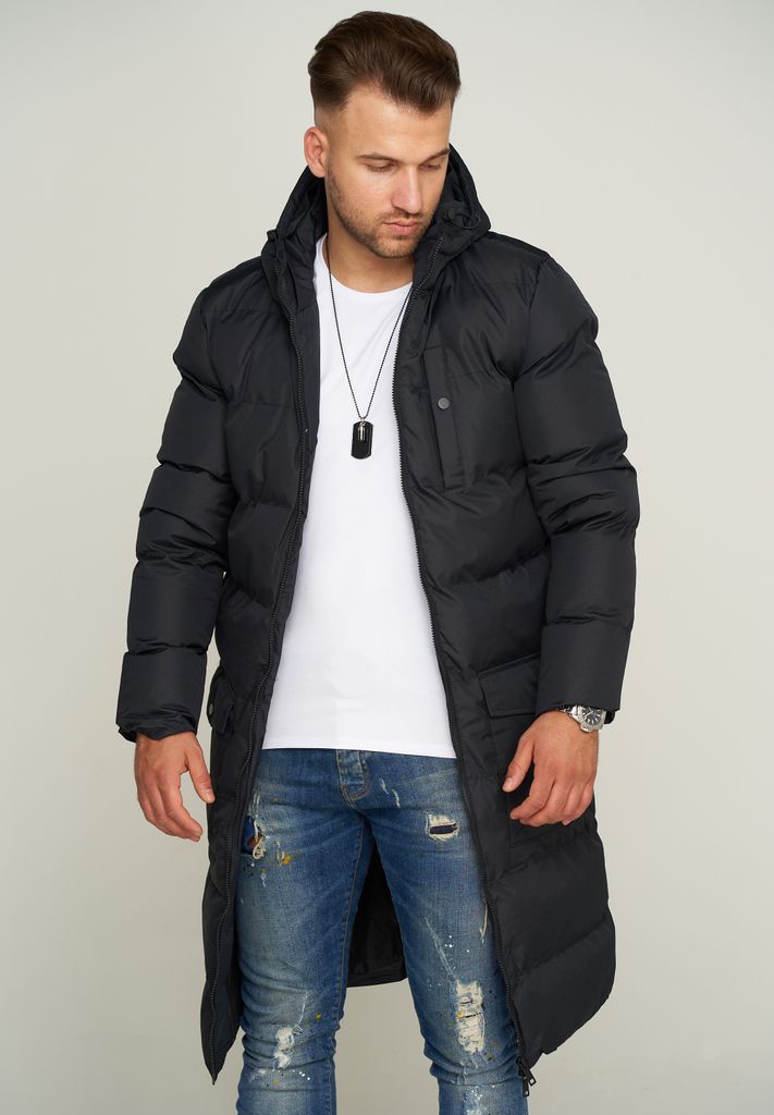 SOULSTAR Herren Parka mit Kapuze als Langer Steppmantel - Winterjacke S2KANSK Herren warmer Wintermantel Pufferjacke Steppjacke