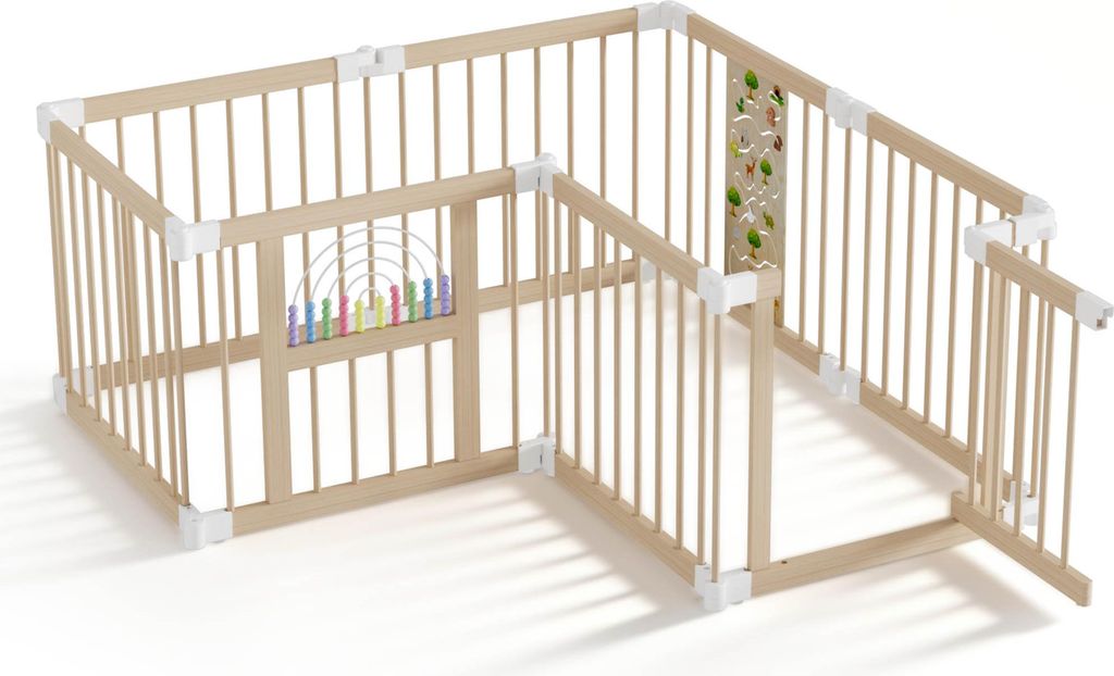 LARS360 Parc pour bébé en bois 8 pièces, barrière de Image du produit 