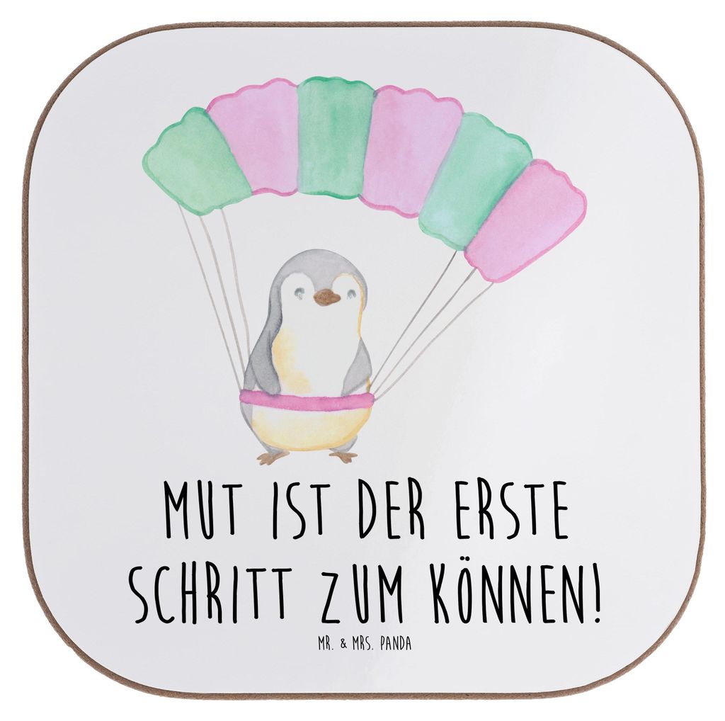 Mr. & Mrs. Panda Untersetzer für Gläser Sich in einer neuen Sportart versuchen - Weiß - Geschenk, Tischschoner, Zuversicht, Neues lernen, wagen,...