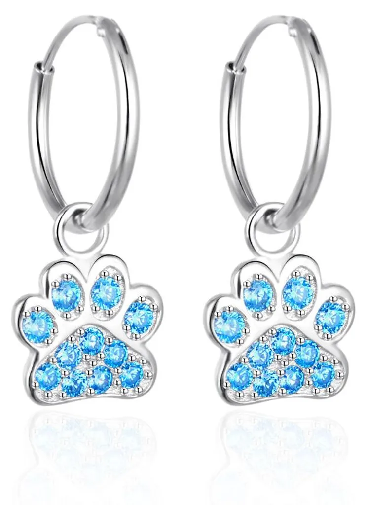 Boucles d'oreilles argentées Paws AGT-ED012KBL antiallergiques filles