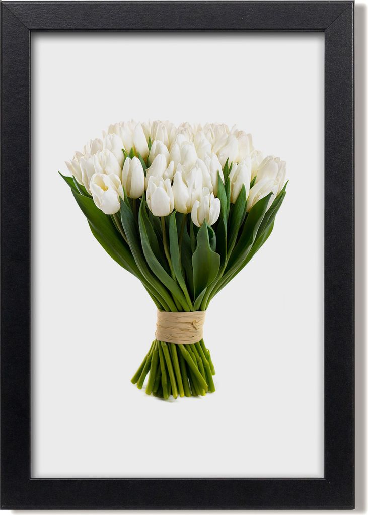 Bild 20x30 MDF-Rahmen, Wandkunst Weiße Tulpen