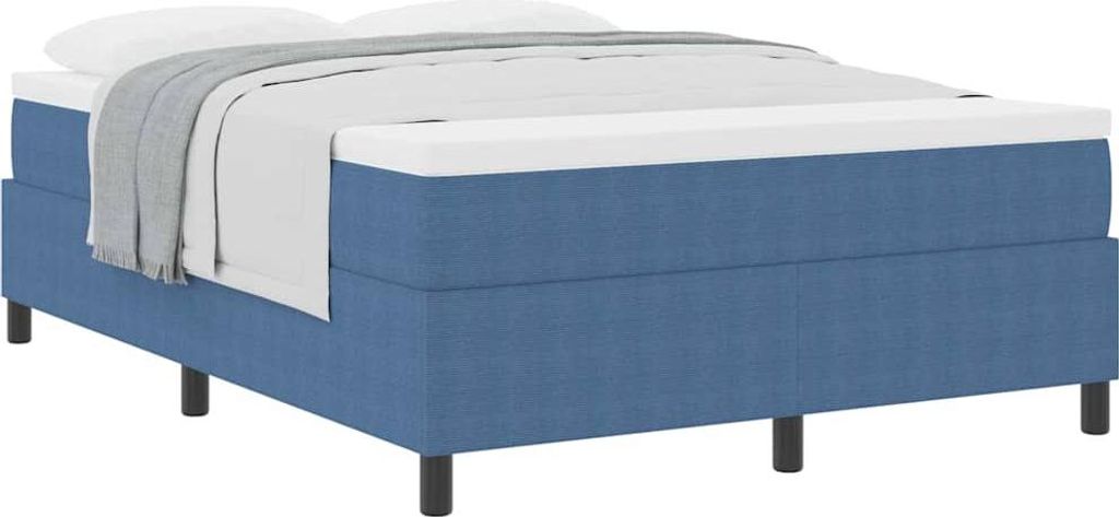 Boxspringbett Blau und Weiß 140 x 200 cm Cordstoff