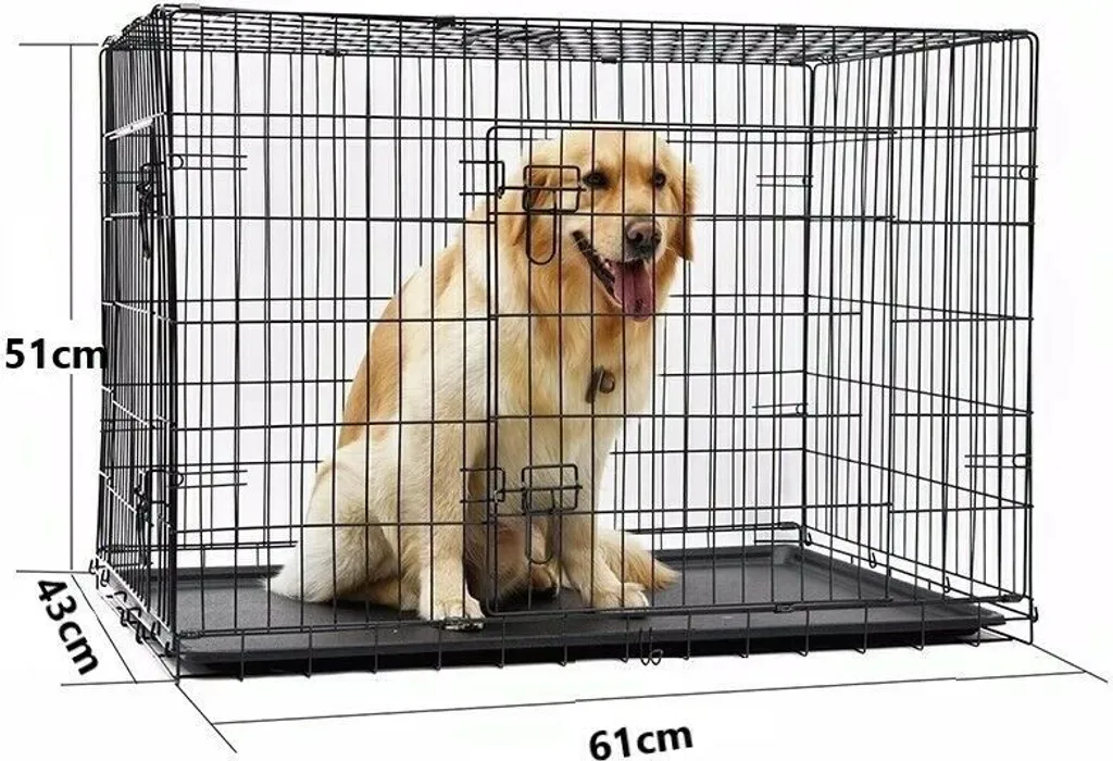 Cage pour chiens pliable en métal noir - Box de transport chien Taille M
