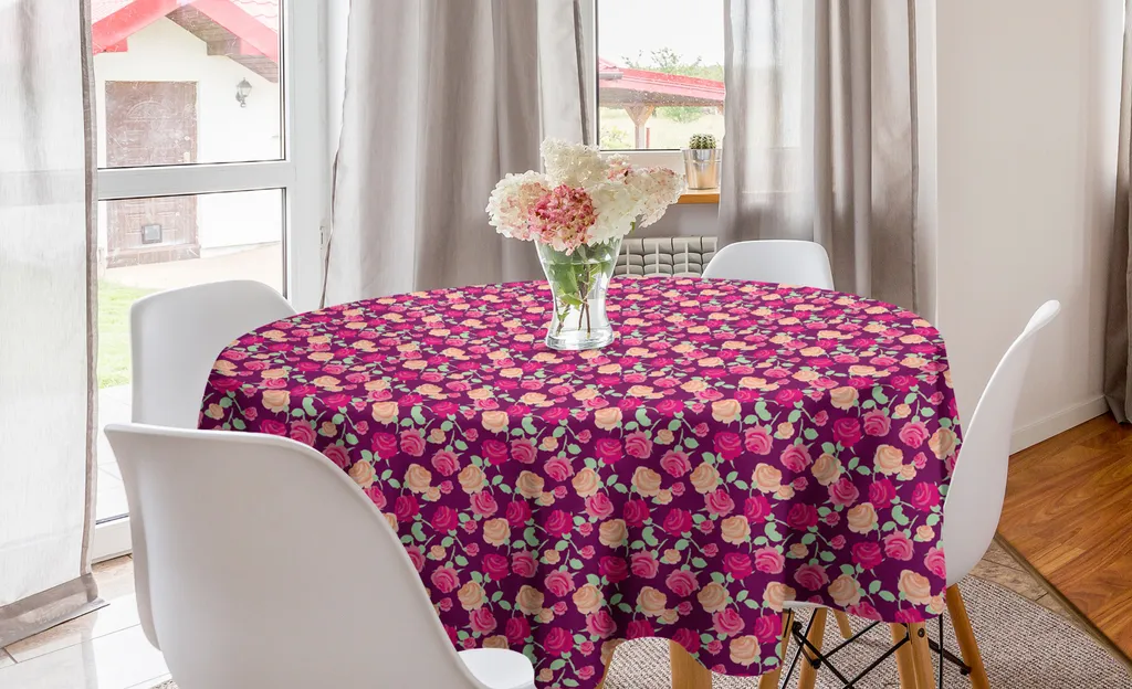 Tovaglia Circolare Fiori 150cm | ABAKUHAUS Rose Romantiche Magenta