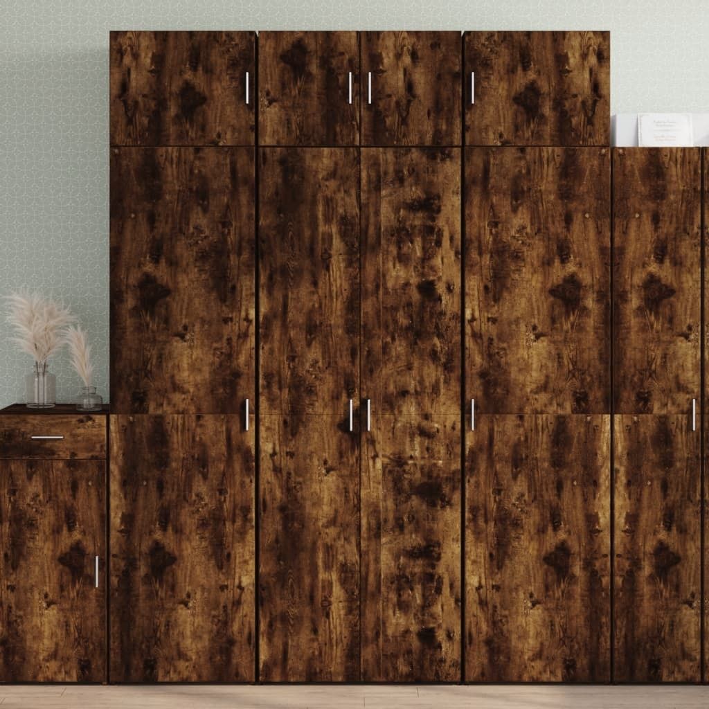 vidaXL Highboard Räuchereiche 70x42,5x185 cm Holzwerkstoff Produktbild 