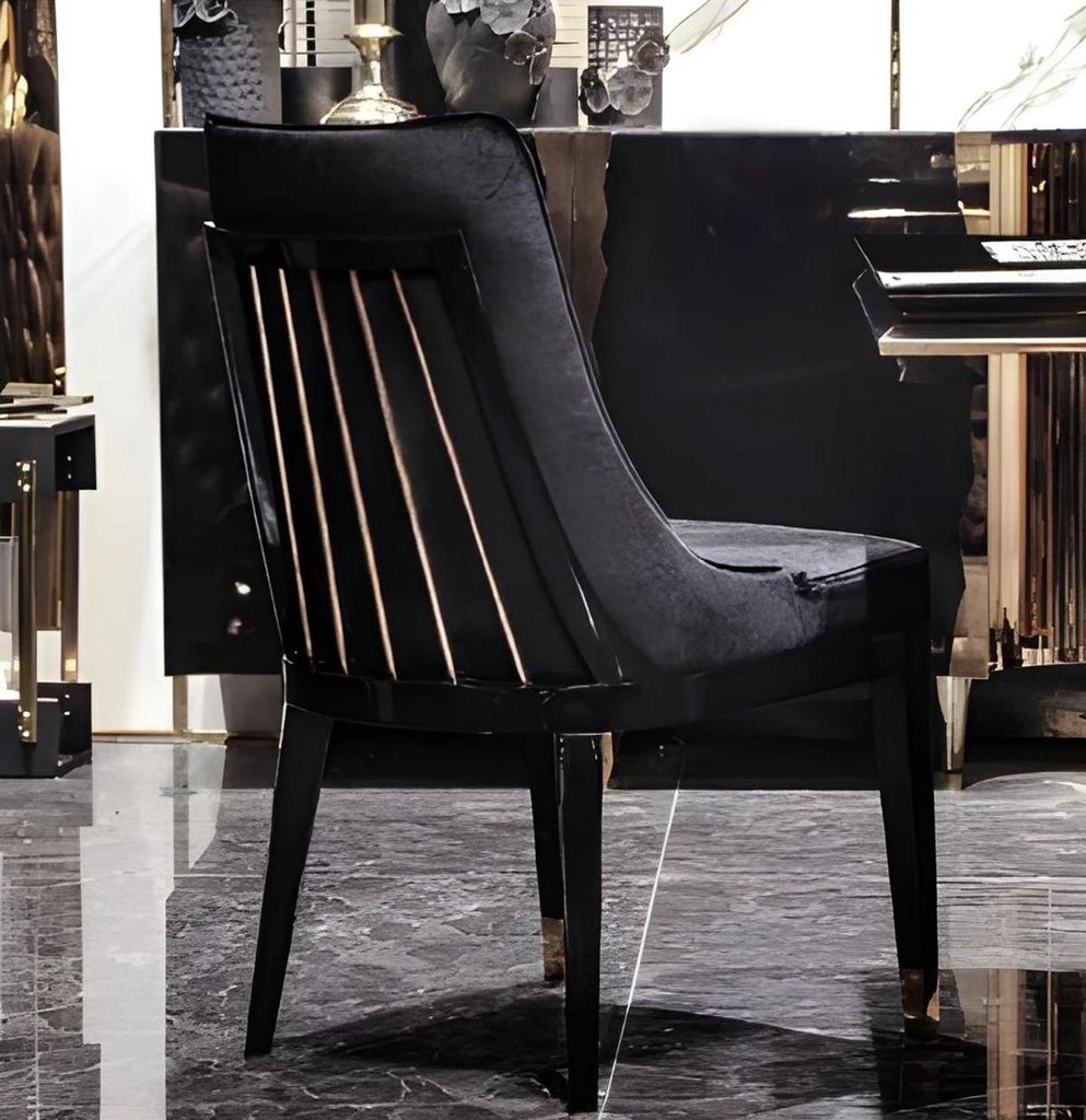 Schwarzer Polsterstuhl Designer Samtstühle Wohnzimmer Sitzstühle