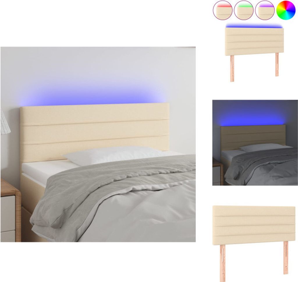 vidaXL LED Kopfteil Creme 90x5x78/88 cm Stoff - Kopf- & Fußenden