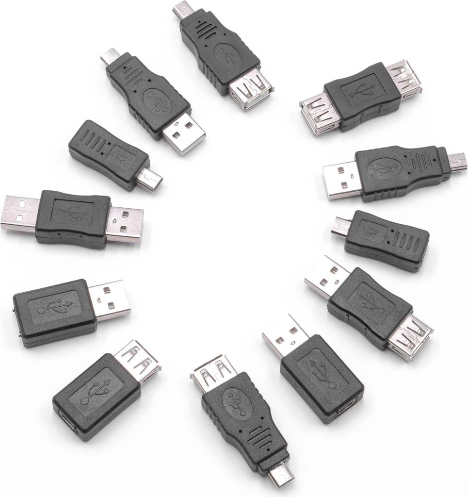 vhbw 12x Adapter OTG für Mobilgerät - USB 2.0 Kabeladapter Produktbild 