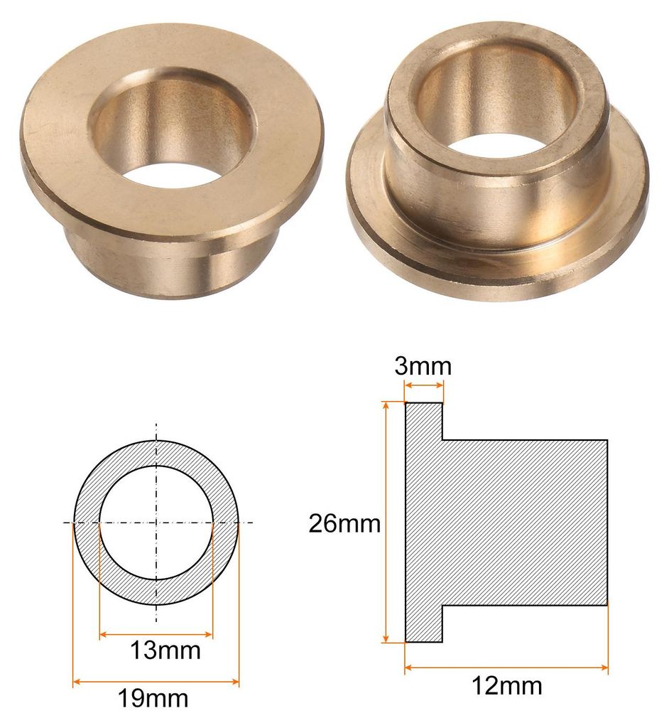 Flansch Lager Hš¹lse 13mm Bohrung 19mm AD 12mm L?nge 3mm Flansch Dicke Bronze Buchse Selbstschmierende Buchsen Hš¹lse fš¹r Industrielle Ausr...