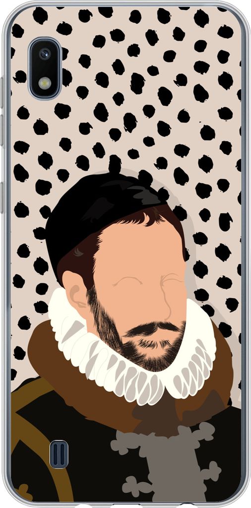 MuchoWow Handyhülle Schutzhülle Hülle für Telefoonhoesje Samsung Galaxy A10 Alte Meister - Wilhelm von Oranien - Punkte - Vintage Silikon Sof...