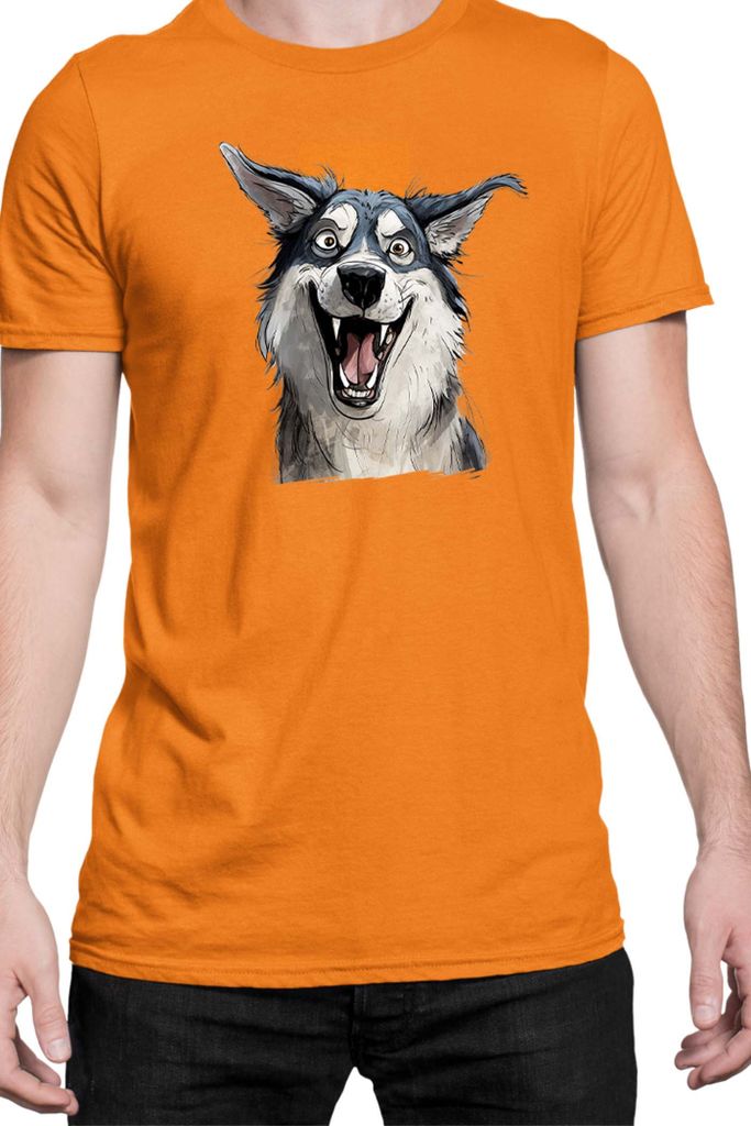 Herren T-Shirt Funny Dogs Breeds Siberian Husky Dog Breed, Man 3XL / Orange
