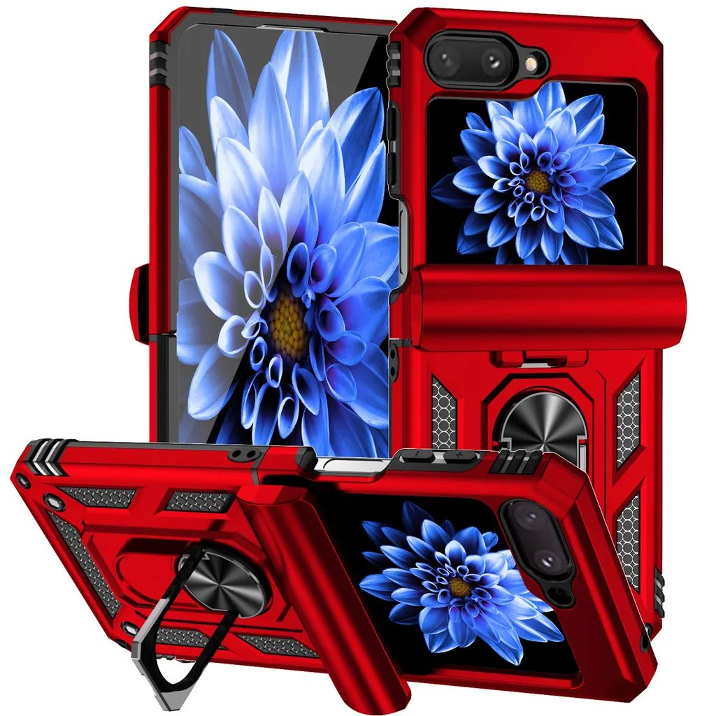 Custodia Professionale Samsung Z Flip 5 Rossa con Anello e Slider